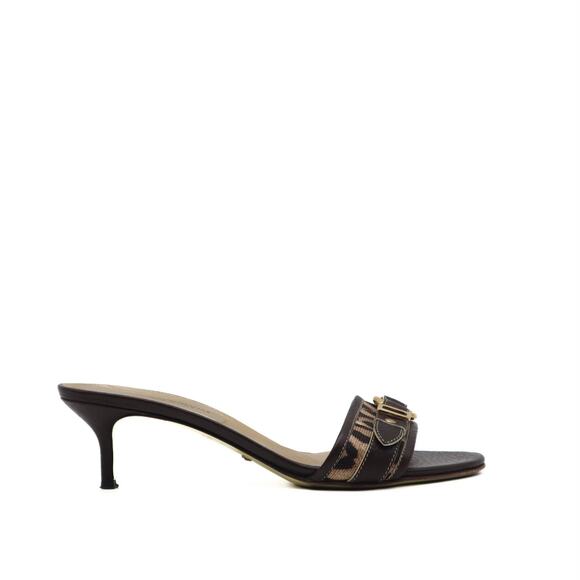 Dolce & Gabbana Vintage Leopard DG Logo Heeled Slides Size 40 - Picture 1 of 11
